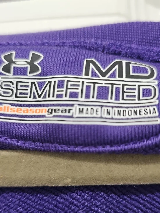 Under Armour Women's Deep Purple Crew Sweatshirt with Pink Logo - Picture 3 of 4